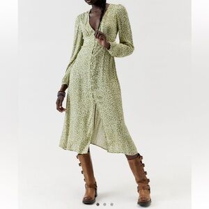 Billabong Cool Nights Floral Green Midi Dress XS